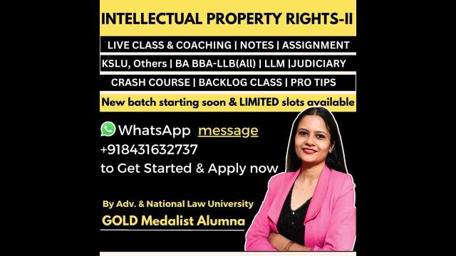 IPR 2 online live coaching class for LL.B. students KSLU KLE exam Intellectual Property Rights 2