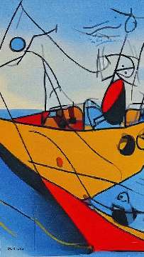 😊😇The Fisherman in the boat❤️🎶  A Art Video done in the style of Joan Miro
