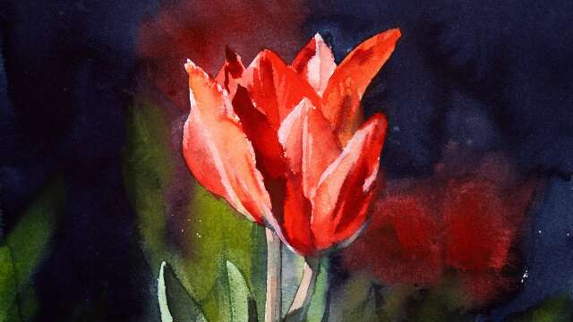 Watercolor Live - how to paint tulips