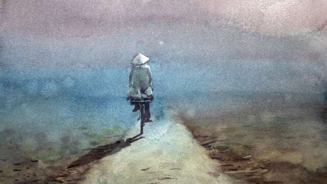 Watercolor Live - how to paint misty landscape